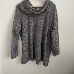 Gray fleece cowl neck top. 2x